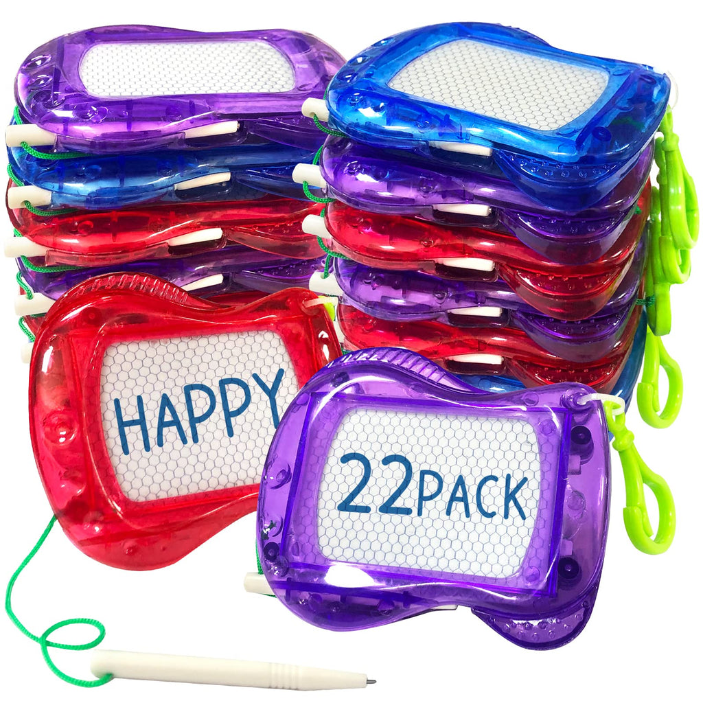 Tcvents 22-Pack Mini Magnetic Drawing Board (6 Colors) – Portable Doodle Pads for Kids, Backpack Keychain, Party Favors