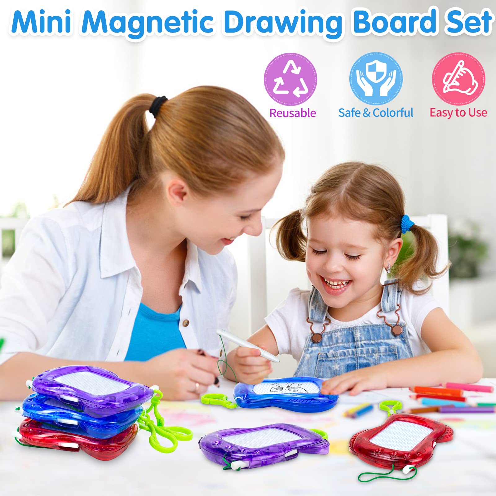 Tcvents 22-Pack Mini Magnetic Drawing Board (6 Colors) – Portable Doodle Pads for Kids, Backpack Keychain, Party Favors