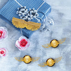 Teaaha Gold Wings Chocolate Decorations – 50 Wizard Party Cupcake Toppers + Glue Points