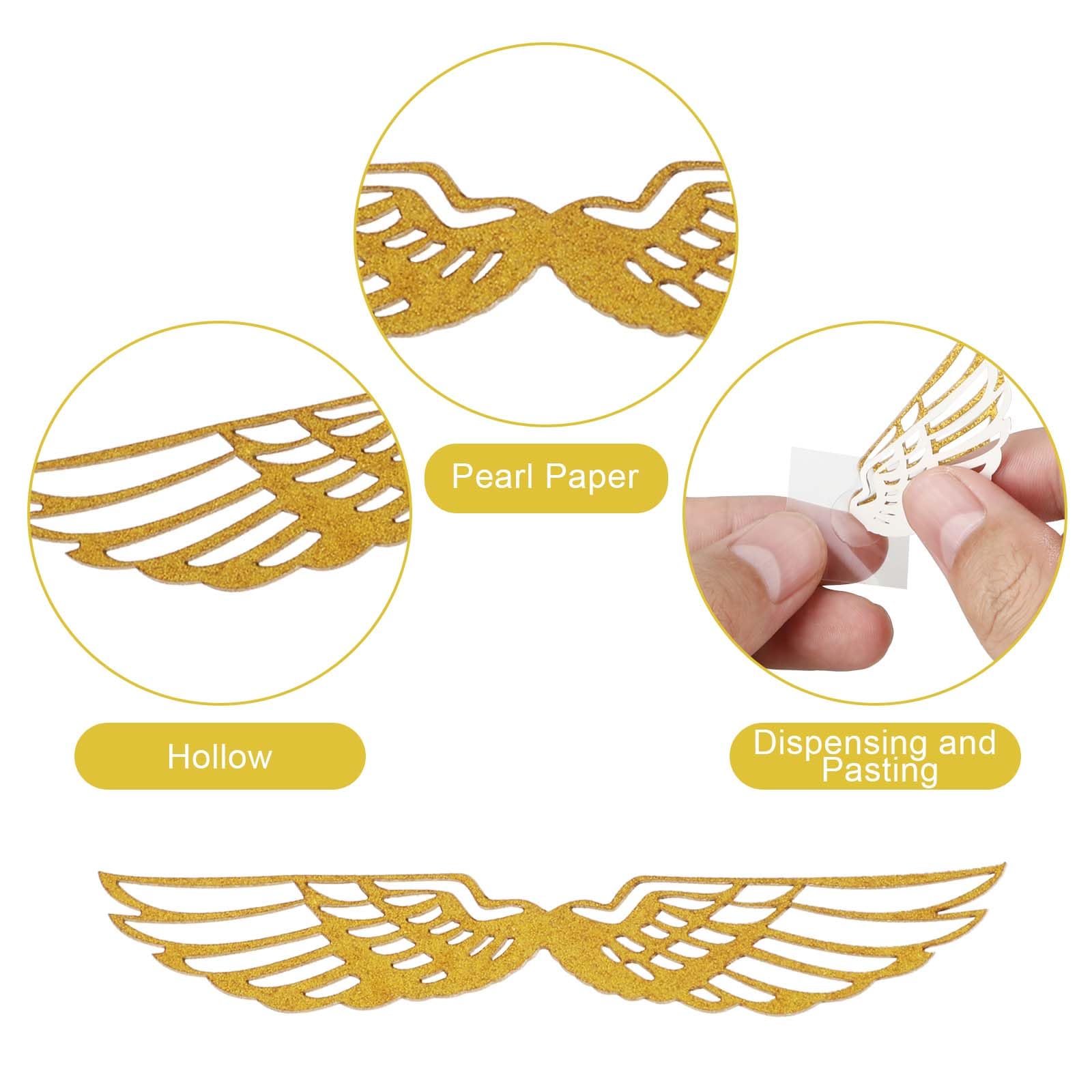 Teaaha Gold Wings Chocolate Decorations – 50 Wizard Party Cupcake Toppers + Glue Points
