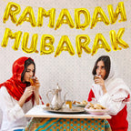 Tedercle 16-Inch Ramadan Mubarak Banner – Gold Mylar Balloons for Eid Decor