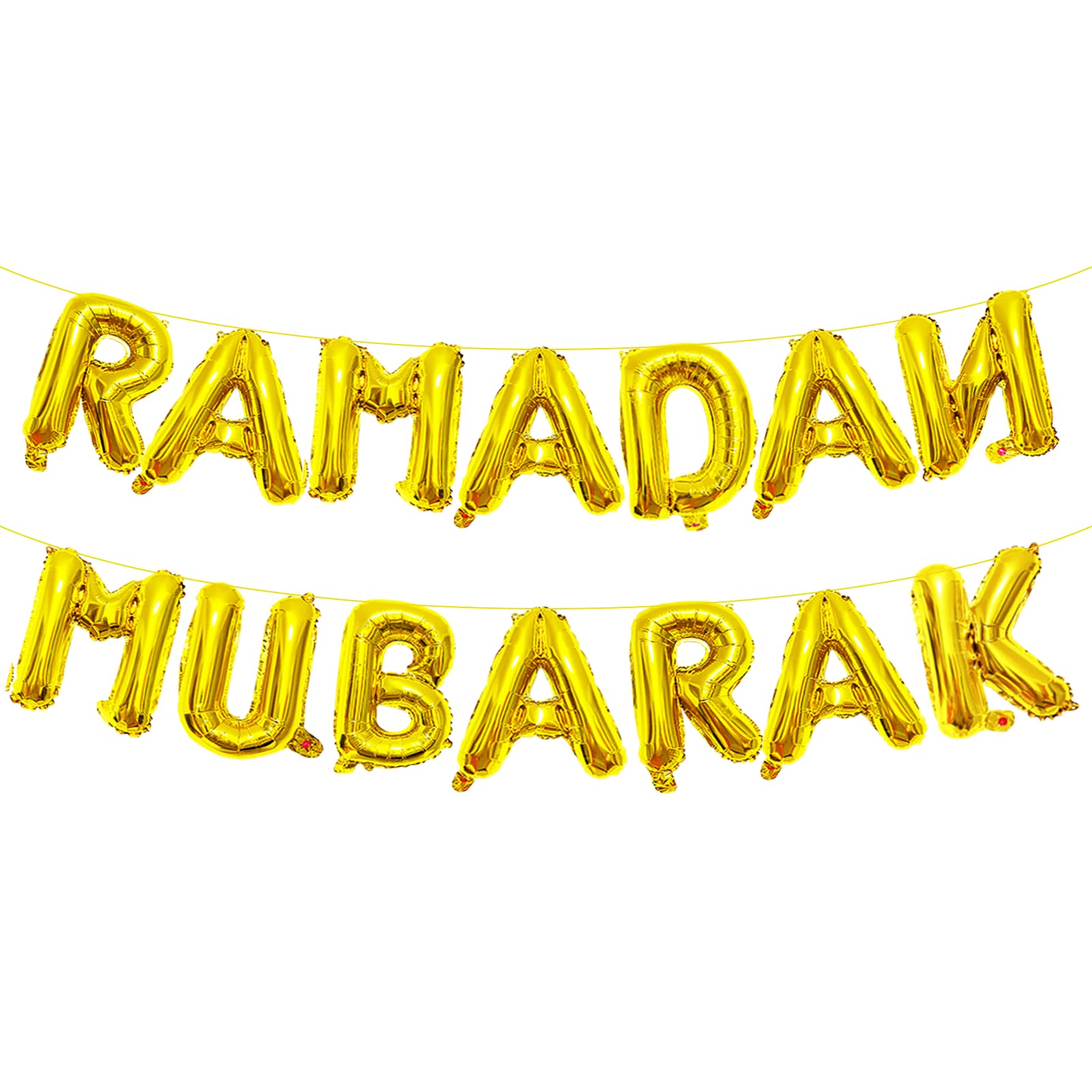 Tedercle 16-Inch Ramadan Mubarak Banner – Gold Mylar Balloons for Eid Decor