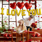 Tedercle I Love You Balloons & 500 Rose Petals Set | Foil Heart Balloons for Weddings & Valentine’s Day