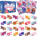 Teeanzo Valentines Day 24-Pack Axolotl 3D Printed Figurines with Cards – Classroom Gifts & Party Favors