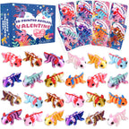 Teeanzo Valentines Day 24-Pack Axolotl 3D Printed Figurines with Cards – Classroom Gifts & Party Favors