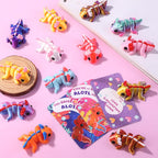 Teeanzo Valentines Day 24-Pack Axolotl 3D Printed Figurines with Cards – Classroom Gifts & Party Favors