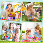 Teeanzo 160Pcs Prefilled Easter Eggs Set – 80 Pre-filled Eggs + Variety Toys for Egg Hunts, Party Favors & Classroom Rewards