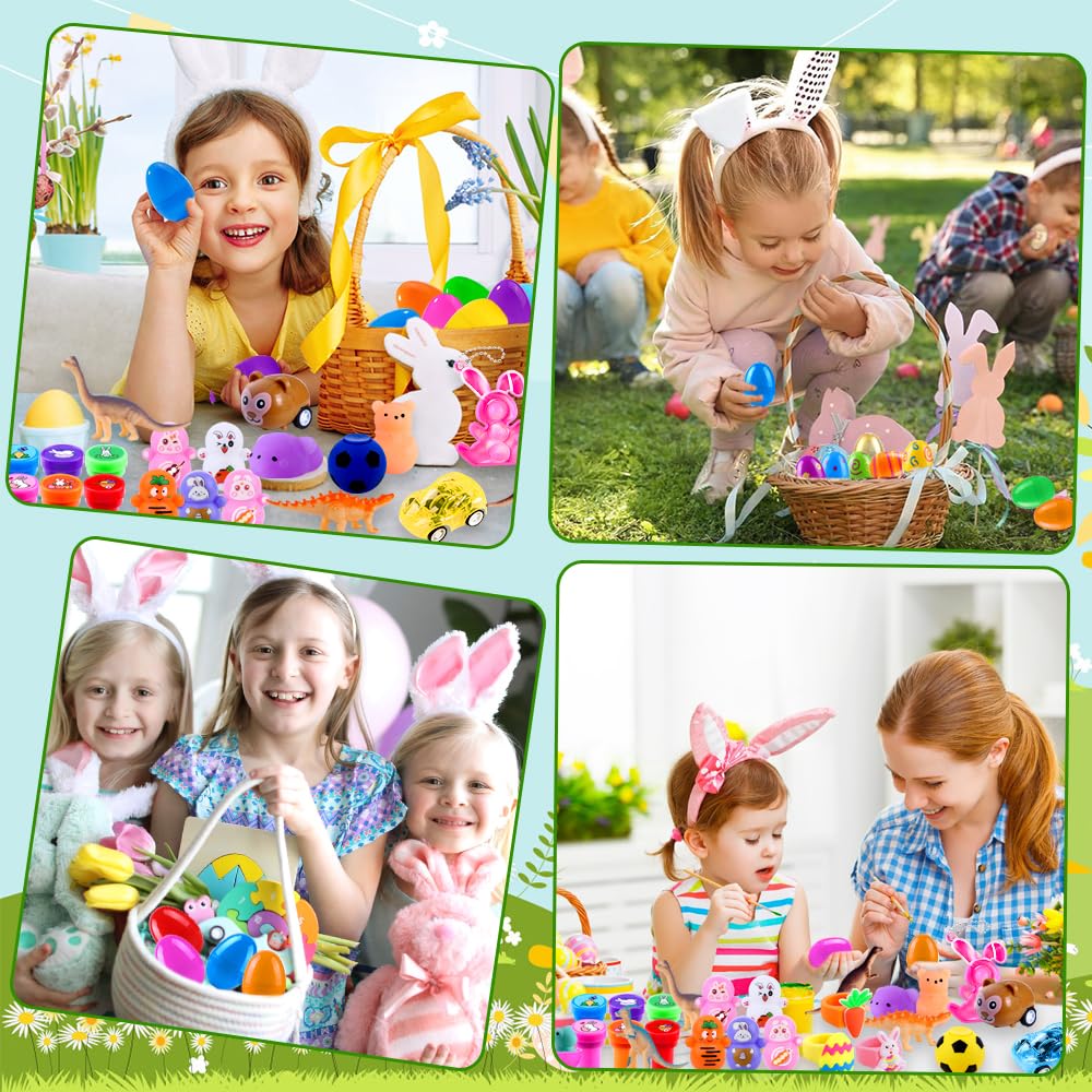 Teeanzo 160Pcs Prefilled Easter Eggs Set – 80 Pre-filled Eggs + Variety Toys for Egg Hunts, Party Favors & Classroom Rewards