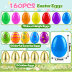 Teeanzo 160Pcs Prefilled Easter Eggs Set – 80 Pre-filled Eggs + Variety Toys for Egg Hunts, Party Favors & Classroom Rewards