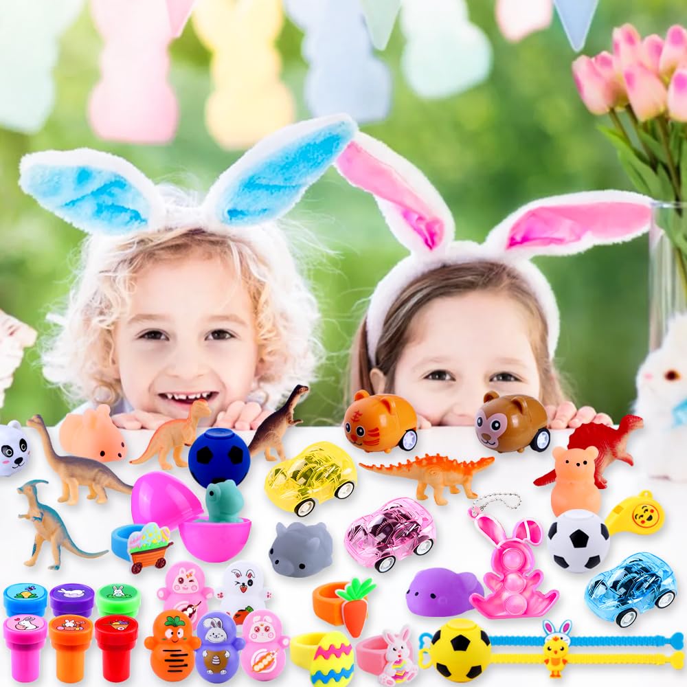 Teeanzo 160Pcs Prefilled Easter Eggs Set – 80 Pre-filled Eggs + Variety Toys for Egg Hunts, Party Favors & Classroom Rewards