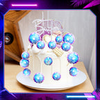 Teenyyou 24pcs Disco Ball Cupcake Toppers - Iridescent Retro 70s/80s Party Decor