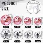 Teenyyou 24 Pcs Disco Ball Cupcake Toppers – Pink & Silver Retro Party Decor
