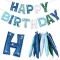 Tegeme Felt Happy Birthday Banner – Teal Glitter Rainbow Garland, Reusable Party Decoration
