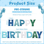 Tegeme Felt Happy Birthday Banner – Teal Glitter Rainbow Garland, Reusable Party Decoration
