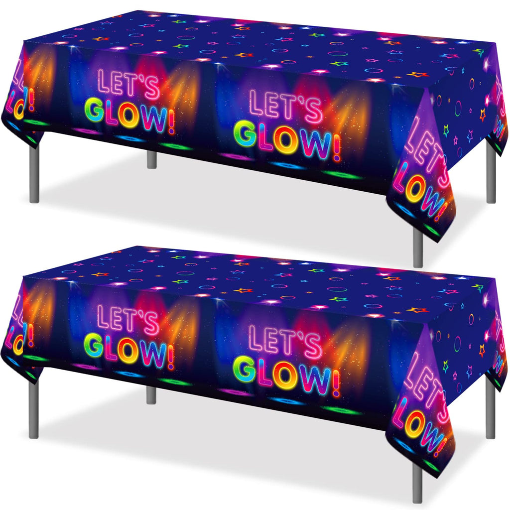 Tegeme Glow Tablecloth 2-Piece, 86 x 51 in – Neon Glow in the Dark Covers