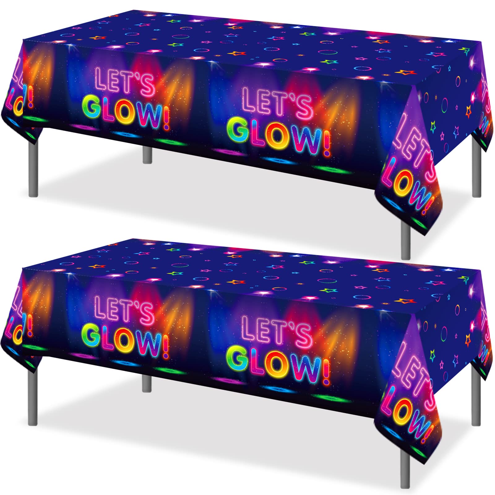 Tegeme Glow Tablecloth 2-Piece, 86 x 51 in – Neon Glow in the Dark Covers