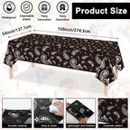 Tegeme 123 Pcs Western Cowboy Party Decoration Set – Black Tablecloth, Bandana Banners, Plates, Cups & Napkins