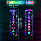 Tegeme Glow in the Dark Neon Birthday Banner Set — 2 Pcs Neon Porch Sign for Black Light Parties