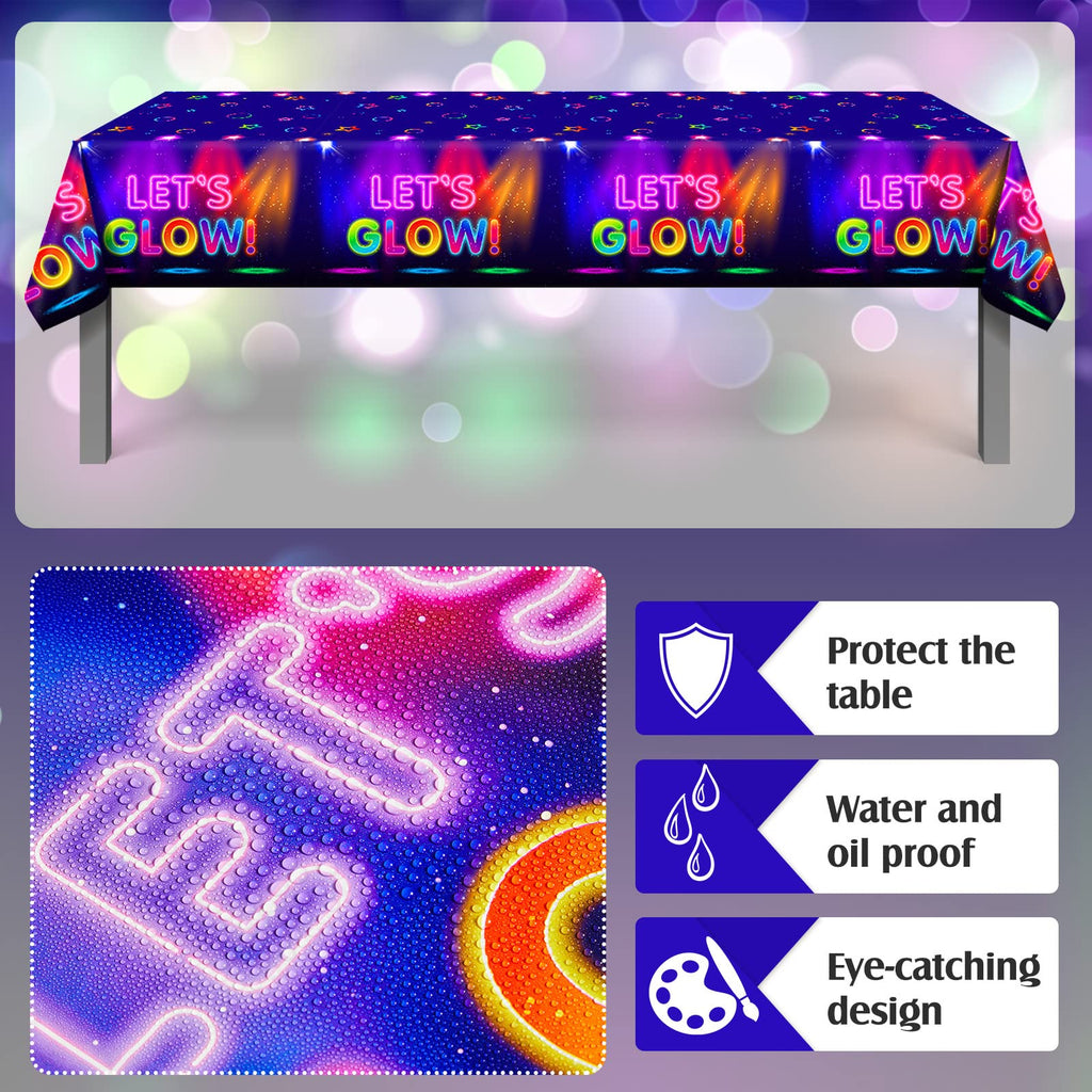 Tegeme Glow Tablecloth 2-Piece, 86 x 51 in – Neon Glow in the Dark Covers
