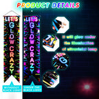Tegeme Glow in the Dark Neon Birthday Banner Set — 2 Pcs Neon Porch Sign for Black Light Parties