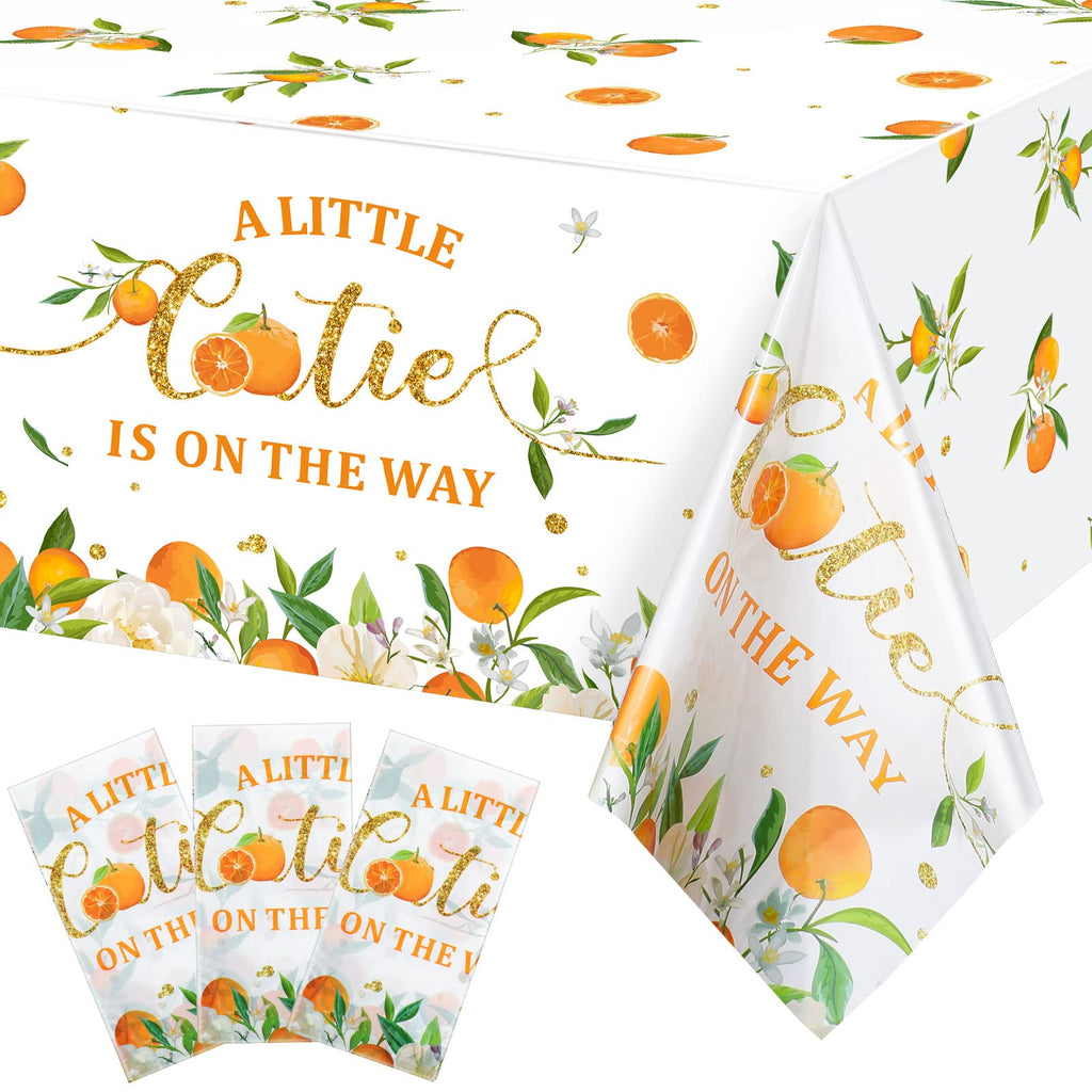 Tegeme Little Cutie Tablecloths - Orange Fruit Theme, 3-Pack (54x108 in)