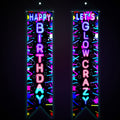 Tegeme Glow in the Dark Neon Birthday Banner Set — 2 Pcs Neon Porch Sign for Black Light Parties