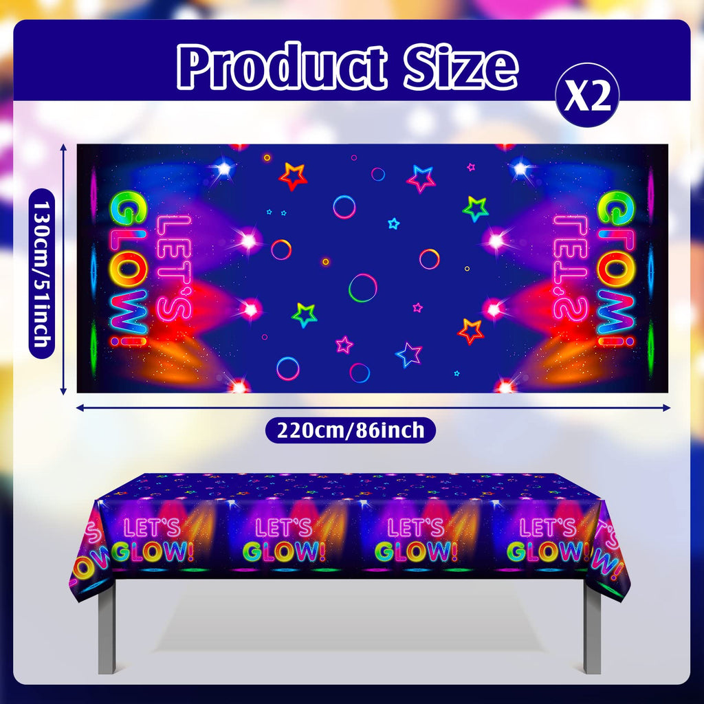 Tegeme Glow Tablecloth 2-Piece, 86 x 51 in – Neon Glow in the Dark Covers