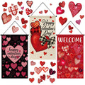Tegeme 3-Pack Valentines Door Banner Decorations – Red & Pink Heart Flags