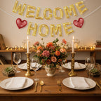 Tegeme Felt Welcome Home Banner – Pre-Strung Rainbow Glitter Garland (2 Pack)