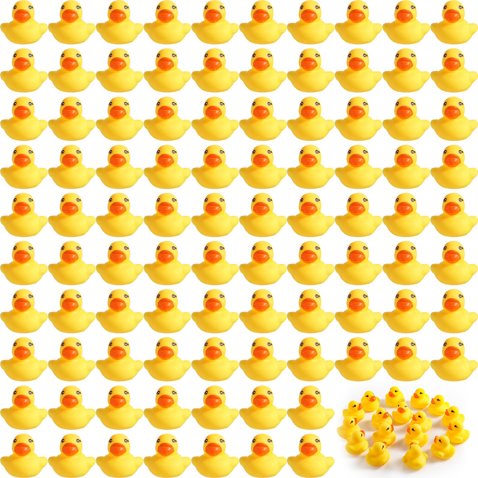Teling 200 Pcs Mini Rubber Ducks Bulk – Yellow Tiny Squeaky Duckies for Party Favors & Decor