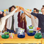 Teling 12 Pieces Golf Birthday Decorations – Honeycomb Centerpieces & Table Stand Cards (Classic)