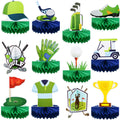 Teling 12 Pieces Golf Birthday Decorations – Honeycomb Centerpieces & Table Stand Cards (Classic)