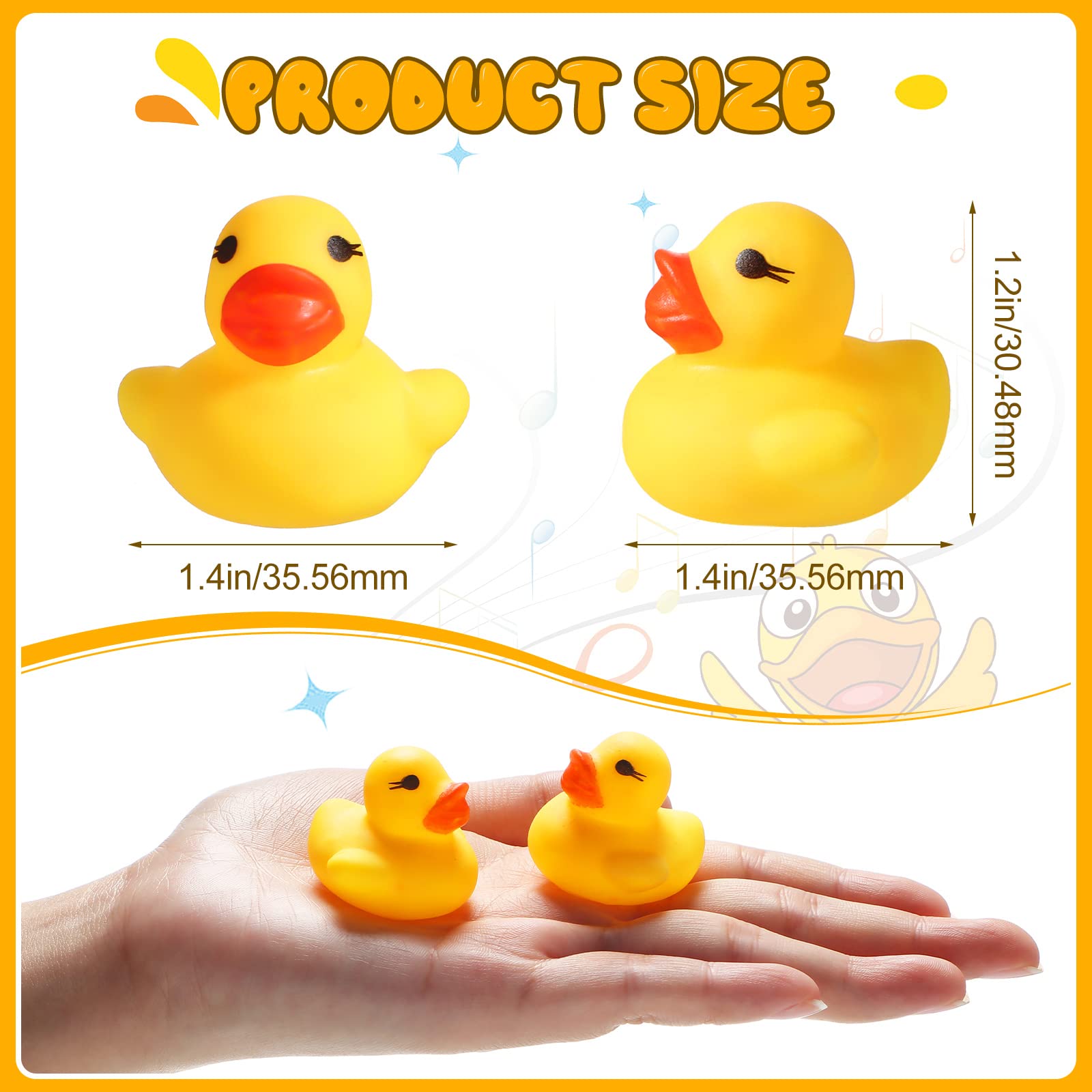Teling 200 Pcs Mini Rubber Ducks Bulk – Yellow Tiny Squeaky Duckies for Party Favors & Decor