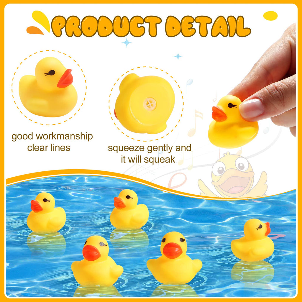 Teling 200 Pcs Mini Rubber Ducks Bulk – Yellow Tiny Squeaky Duckies for Party Favors & Decor