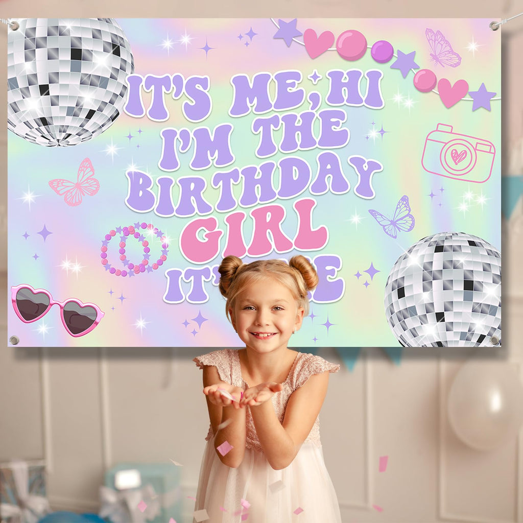 TEMYAXU Iridescent Its Me Birthday Banner – Its Me Hi Im The Birthday Girl (59x39)