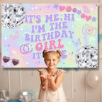 TEMYAXU Iridescent Its Me Birthday Banner – Its Me Hi Im The Birthday Girl (59x39)