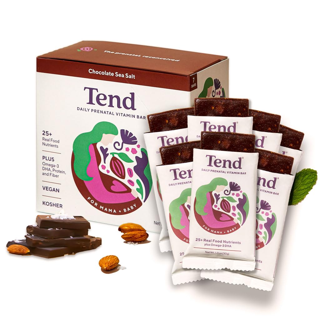 Tend Daily Prenatal-Vitamin-Riegel – Bio DHA & Folsäure (Schokolade Meersalz, 7 Stück)