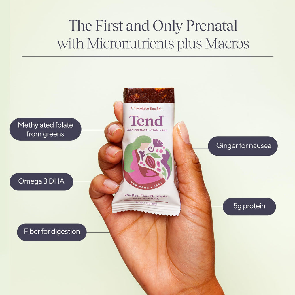 Tend Daily Prenatal-Vitamin-Riegel – Bio DHA & Folsäure (Schokolade Meersalz, 7 Stück)