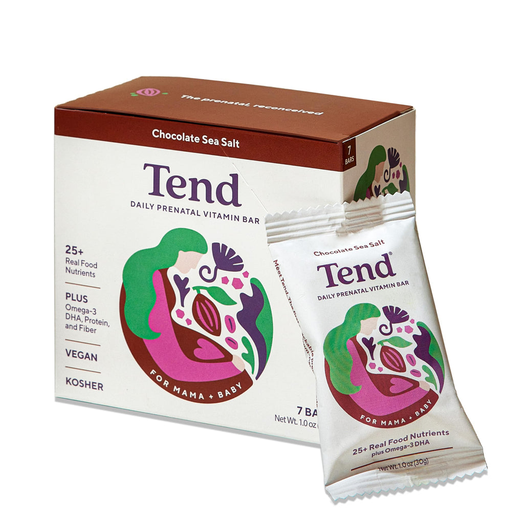 Tend Daily Prenatal-Vitamin-Riegel – Bio DHA & Folsäure (Schokolade Meersalz, 7 Stück)