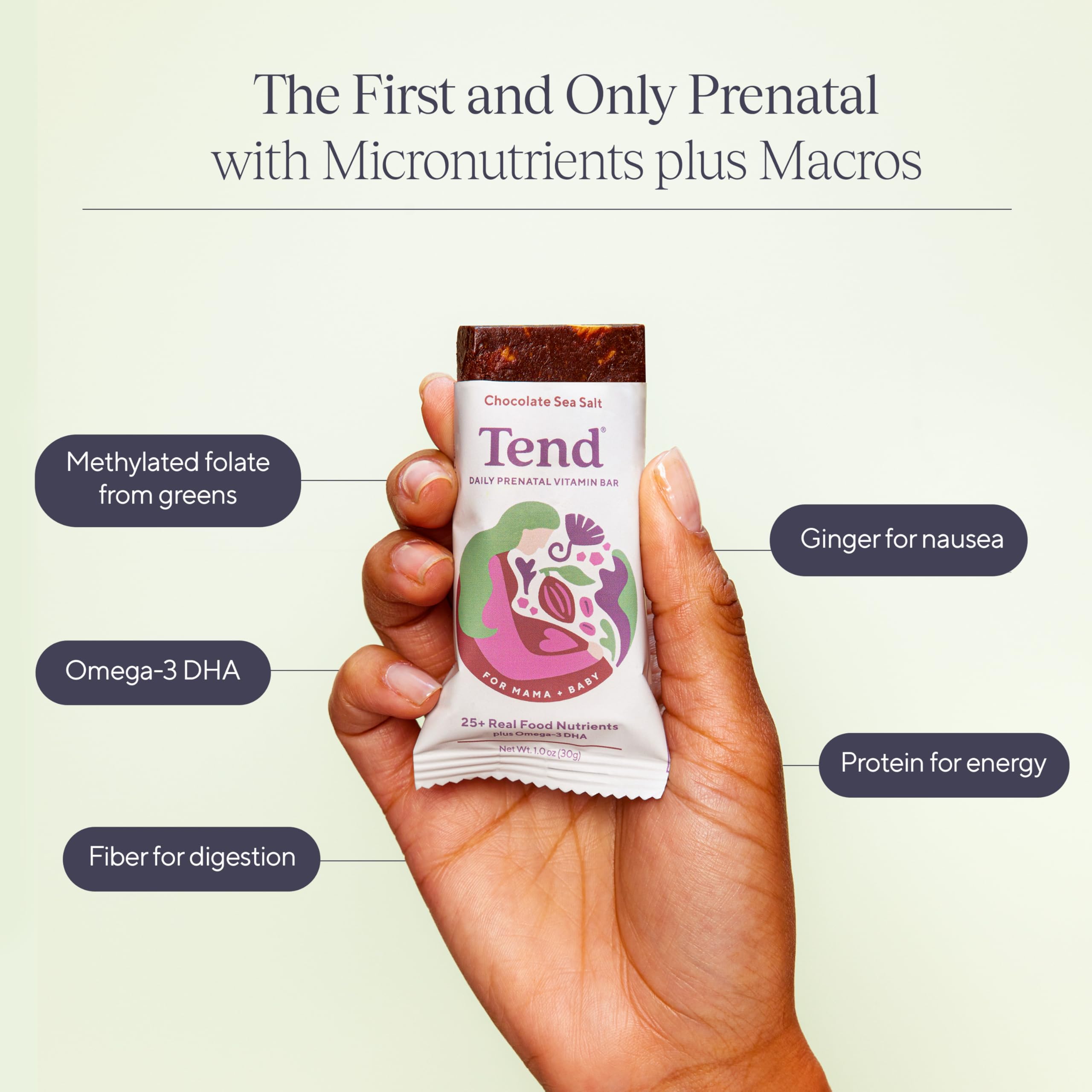 Tend Daily Prenatal Vitaminriegel – Bio, DHA, Folsäure, Vitamin D, B-Vitamine & Cholin | Strawberry Patch 7 Stück