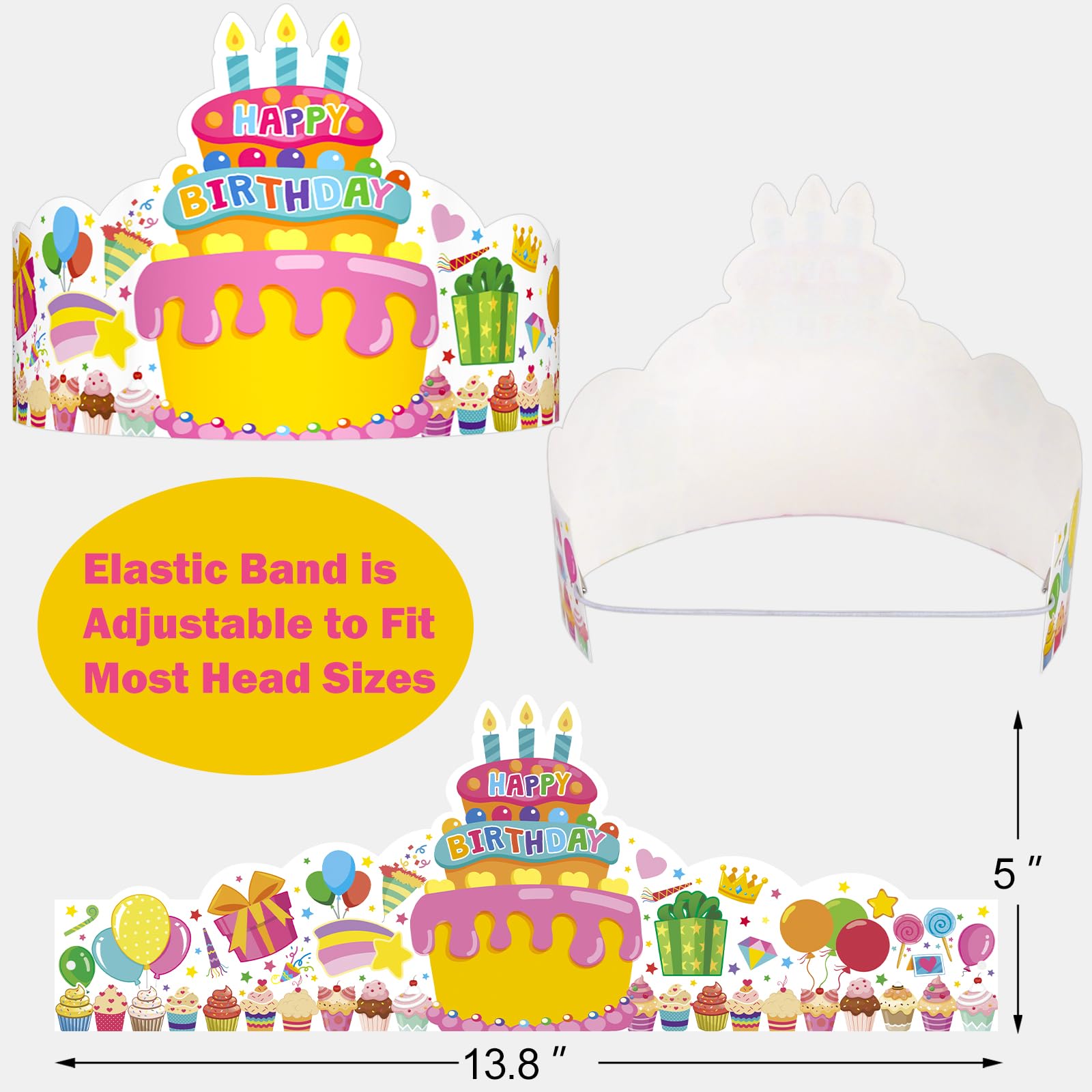 TENDFINE 36 Pack Birthday Crowns for Kids – Colorful Paper Party Hats for Classroom & Parties
