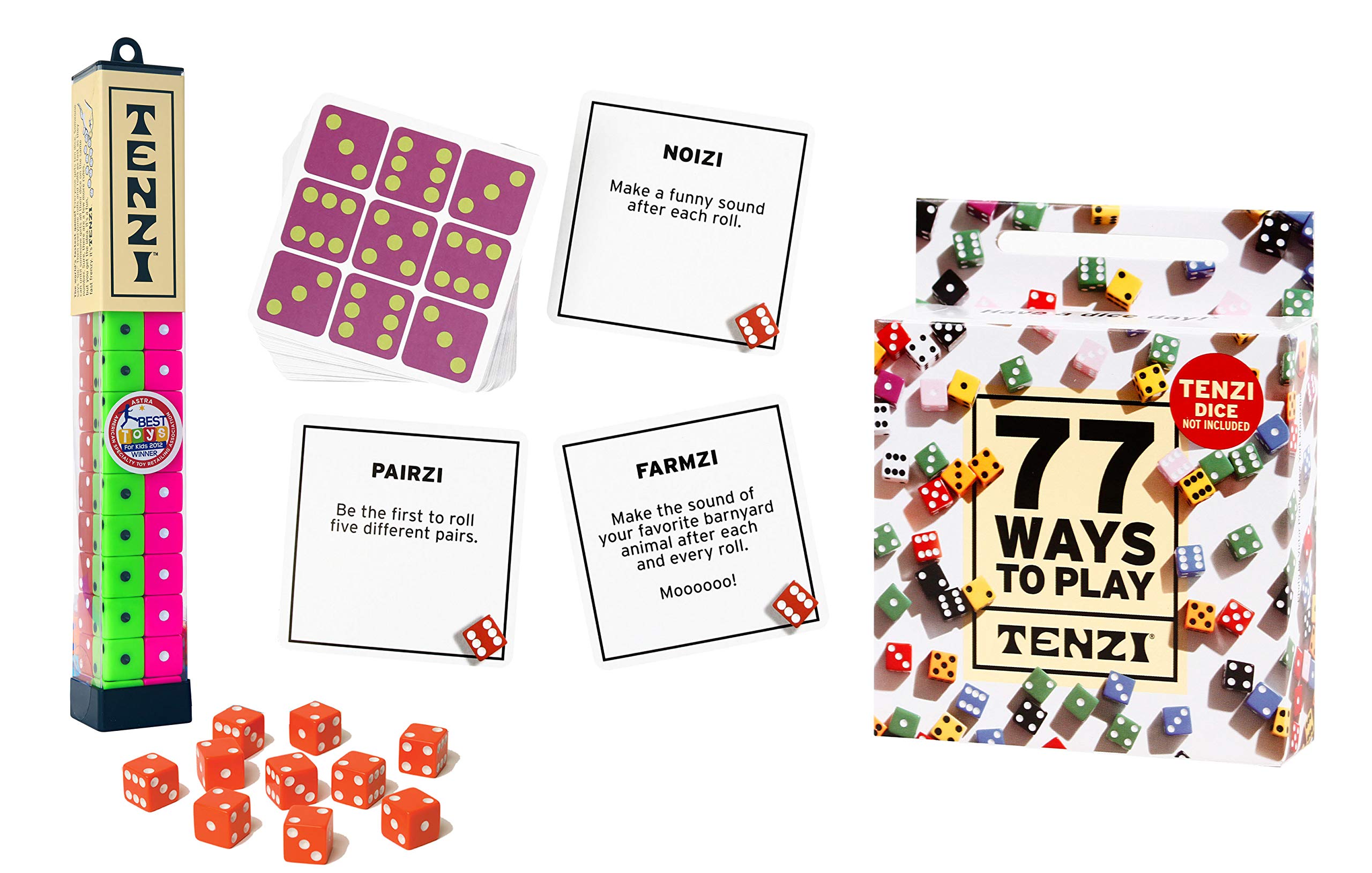 TENZI Dice Party Game Bundle | 4 Color Dice Sets + 77 Ways to Play
