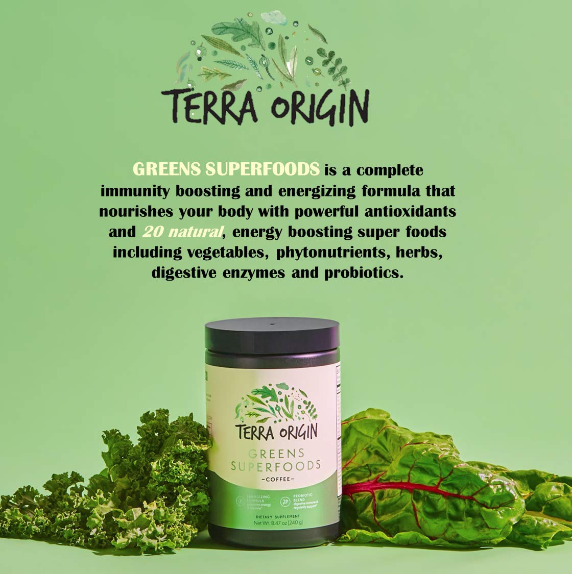 Terra Origin Greens Blend – Unterstützung für Immunsystem und Verdauung, Bio & Gentechnikfrei