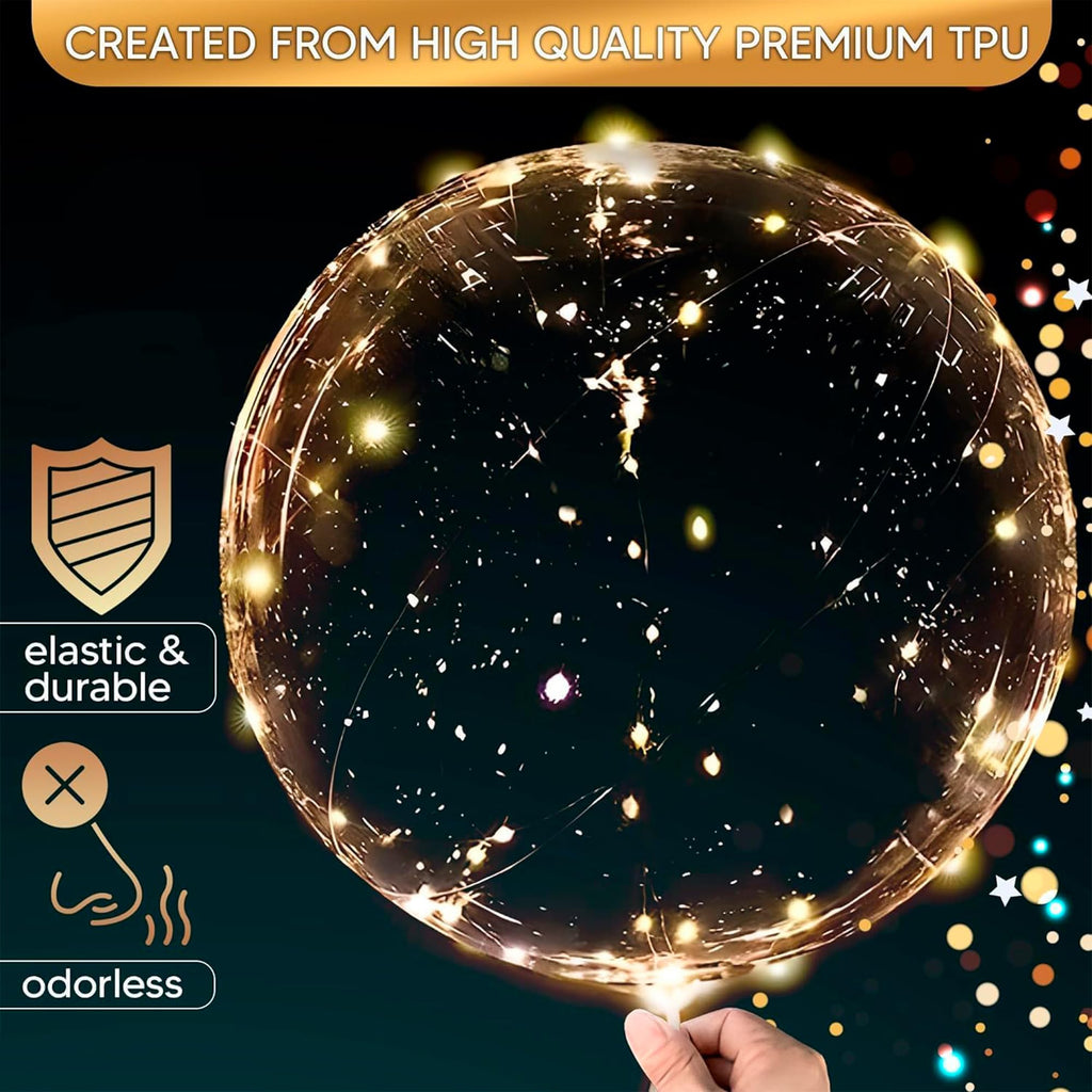 Tesorrio LED Light Up Balloons - 20-inch Clear Glow Balloons, 10 Pack