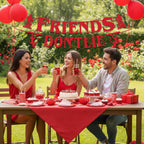 tetcuican Stranger Birthday Banner – Red Glitter Friends Don’t Lie – Horror Theme Decor