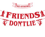 tetcuican Stranger Birthday Banner – Red Glitter Friends Don’t Lie – Horror Theme Decor