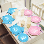 Tevxj 96 PCS Gender Reveal Party Supplies – Plates, Napkins & Forks for 24 Guests