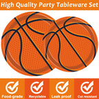 Tevxj 96Pieces Basketball Tableware Set — Disposable Plates, Napkins & Forks for Teen Party, Serves 24