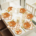 Tevxj 96 Pcs Bear Baby Shower Tableware Set – Plates, Napkins & Decorations