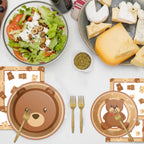 Tevxj 96 Pcs Bear Baby Shower Tableware Set – Plates, Napkins & Decorations